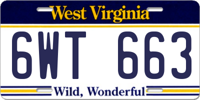 WV license plate 6WT663