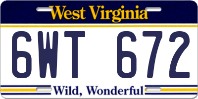 WV license plate 6WT672
