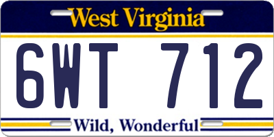 WV license plate 6WT712