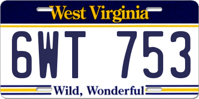 WV license plate 6WT753