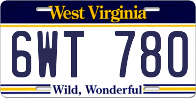 WV license plate 6WT780