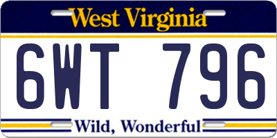 WV license plate 6WT796