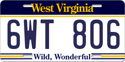 WV license plate 6WT806