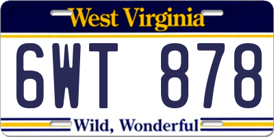 WV license plate 6WT878