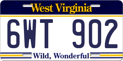 WV license plate 6WT902