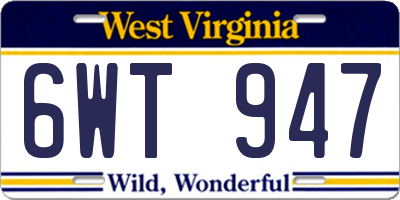 WV license plate 6WT947