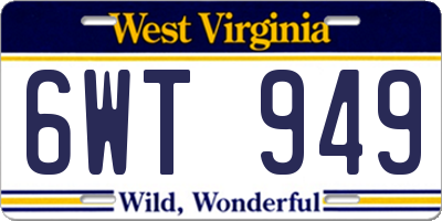 WV license plate 6WT949