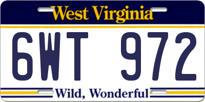 WV license plate 6WT972
