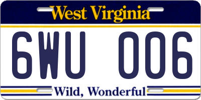 WV license plate 6WU006