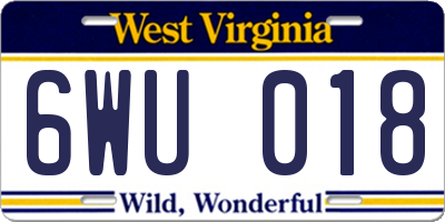 WV license plate 6WU018