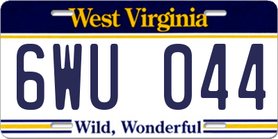 WV license plate 6WU044