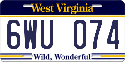 WV license plate 6WU074