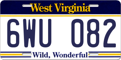 WV license plate 6WU082