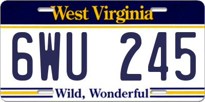 WV license plate 6WU245