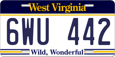 WV license plate 6WU442