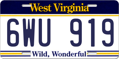 WV license plate 6WU919