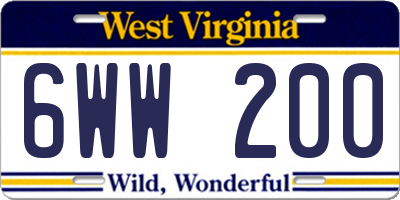 WV license plate 6WW200