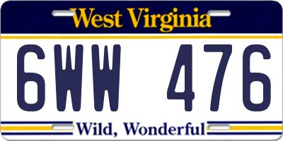 WV license plate 6WW476