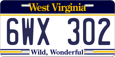 WV license plate 6WX302