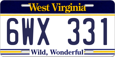 WV license plate 6WX331