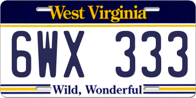 WV license plate 6WX333