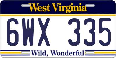 WV license plate 6WX335