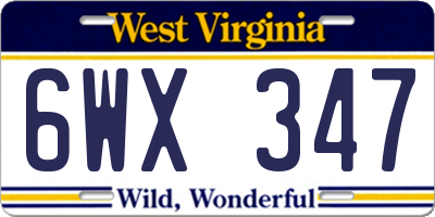 WV license plate 6WX347