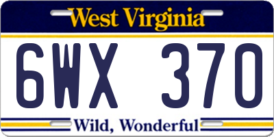 WV license plate 6WX370