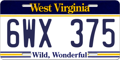 WV license plate 6WX375