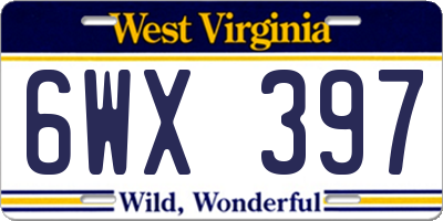 WV license plate 6WX397
