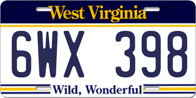 WV license plate 6WX398