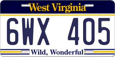 WV license plate 6WX405