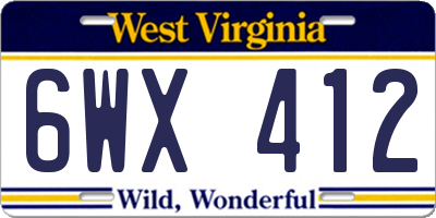 WV license plate 6WX412