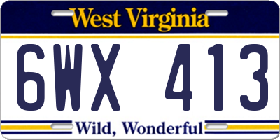 WV license plate 6WX413