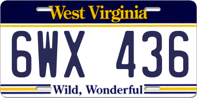 WV license plate 6WX436
