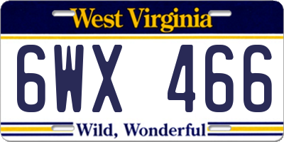 WV license plate 6WX466