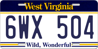 WV license plate 6WX504
