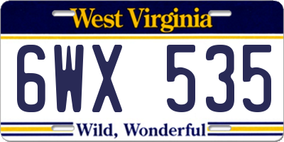 WV license plate 6WX535