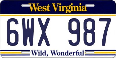 WV license plate 6WX987