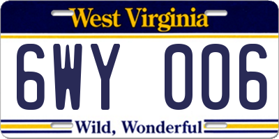 WV license plate 6WY006