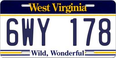 WV license plate 6WY178