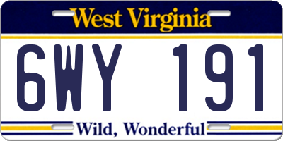 WV license plate 6WY191
