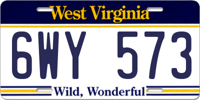WV license plate 6WY573