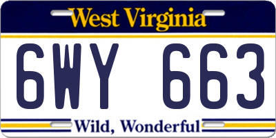 WV license plate 6WY663