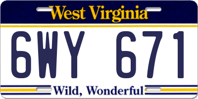 WV license plate 6WY671