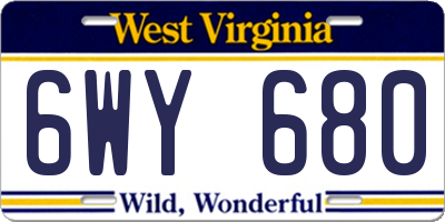 WV license plate 6WY680