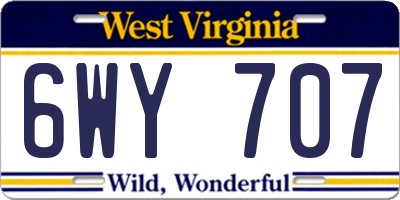 WV license plate 6WY707