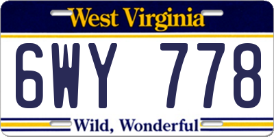 WV license plate 6WY778