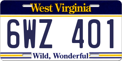 WV license plate 6WZ401