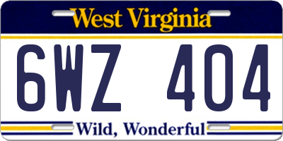 WV license plate 6WZ404